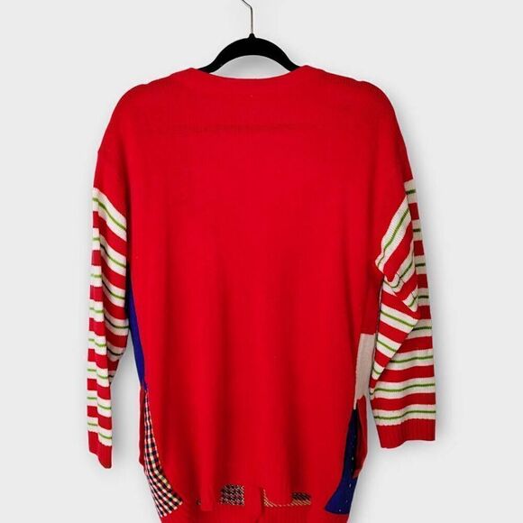 V28 Womens Holiday Cardigan Sz Large Red Christmas Sweater Long Button Up Xmas - Picture 9 of 9